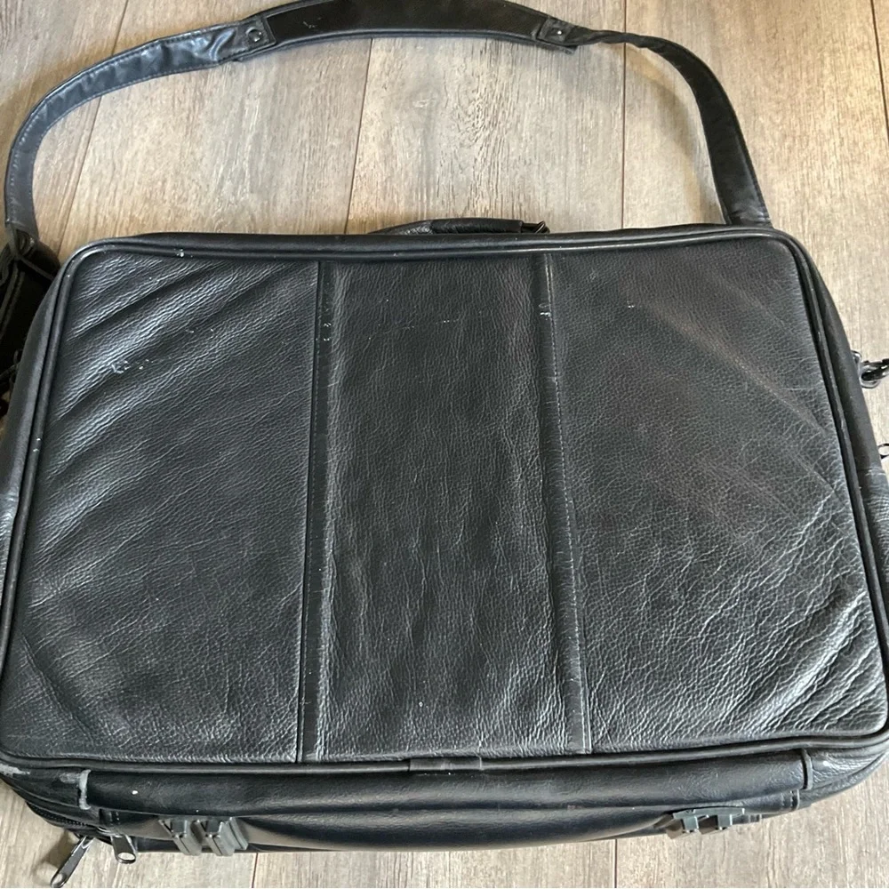 Black Leather Men's Laptop Bag